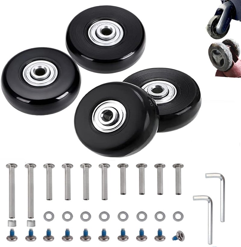 EVARSOL 50mm Set of 4 Luggage Suitcase Replacement Wheels for Trolley Case Travel Bags Caster Inline Roller Skating Roller Swivel Rubber Casters Bearings Repair Kits with Axles 30mm&35mm&60mm - Image 1